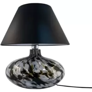 Image of Zumaline Adana i Table Lamp with Round Tapered Shade, Black, White, 1x E27