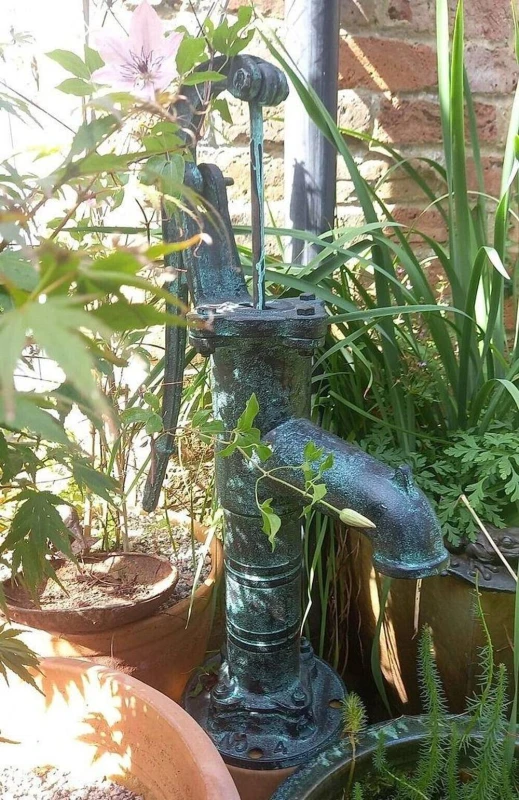 Image of Inspirational Gifting Garden Hand Water Pump Garden Ornament Cast Iron in Bronze Bronze Unisex