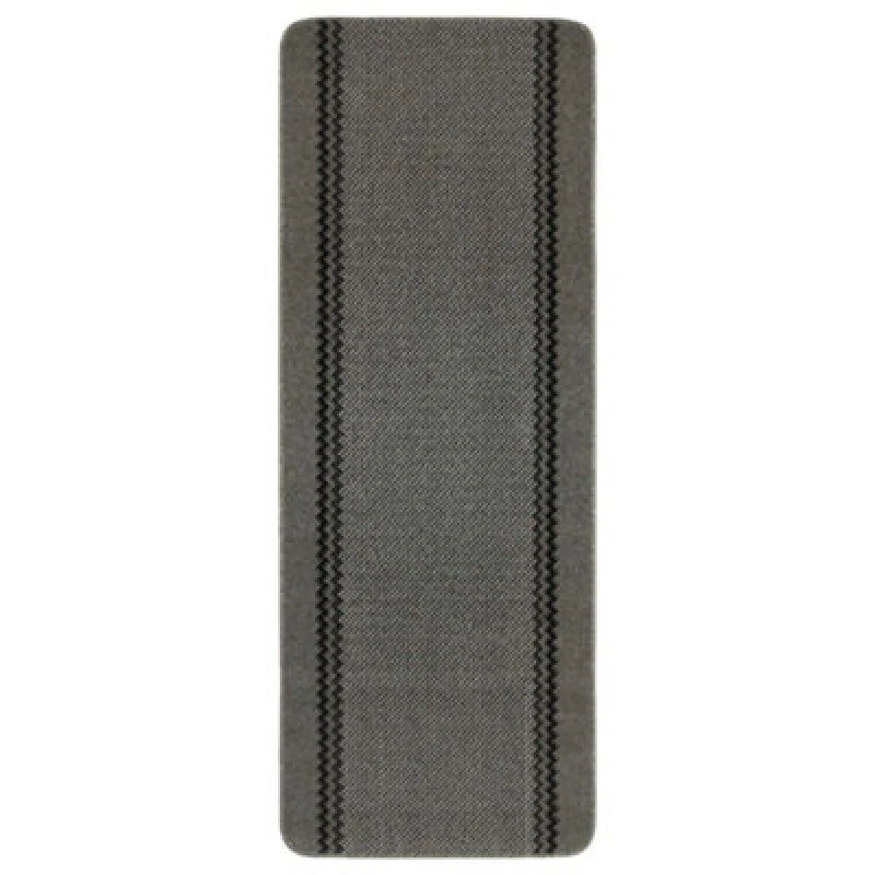 Image of THE RUGS Washable Non-Slip Designer Mat Dark Grey Border 116D Size: 67cm x 180cm Dark Grey Unisex 67cm x 180 cm