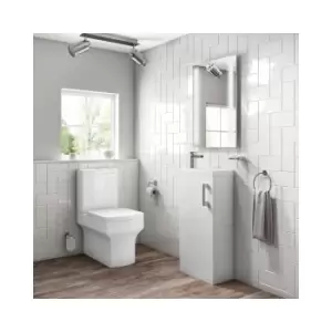 Image of White Gloss Vanity Unit with Basin White and Close Coupled Cloakroom Suite - Ashford