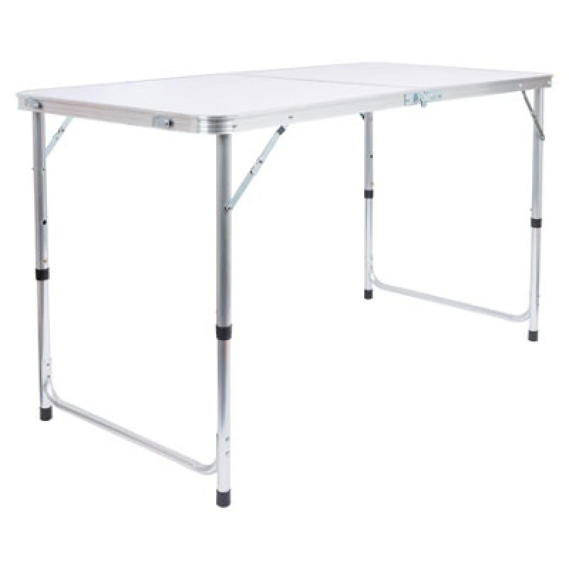 Image of Harbour Housewares Height Adjustable Aluminium Folding Picnic Table - 120Cm (4ft) - White - Portable Outdoor Garden Camping