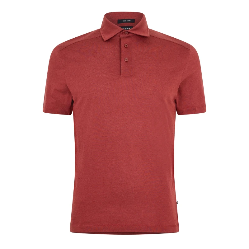 Image of Boss Mens P Paino Short Sleeve Polo Shirt Open Brown male S