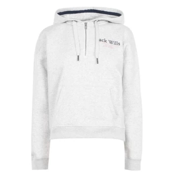 image of Jack Wills Loxhill Half Zip Logo Hoodie - Lt Ash Marl