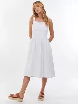 Image of Barbour Hopewell 100% Cotton Broderie Dress - White, Size 14, Women