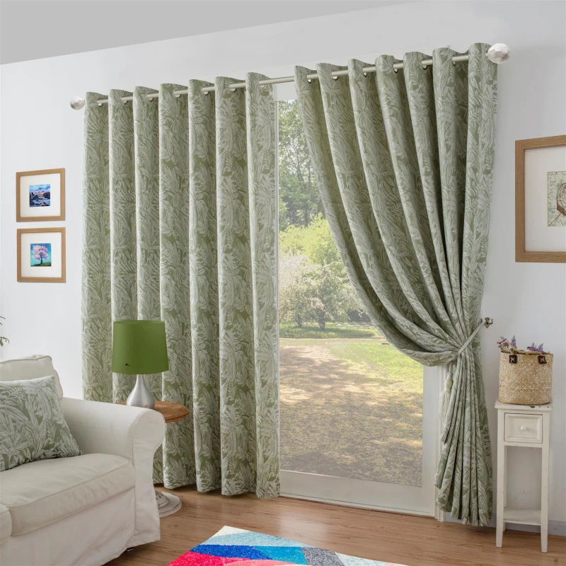 Image of Botanic Chenille Jacquard Lined Ring Top Curtains - 229cm x 229cm - Alan Symonds TJ Hughes 5039373098517