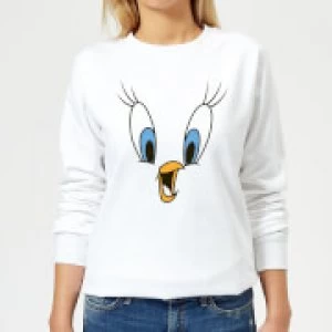 Image of Looney Tunes Tweety Face Womens Sweatshirt - White - L