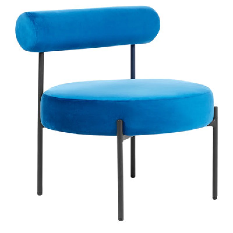 Image of Beliani Velvet Accent Chair Navy Blue Alpha