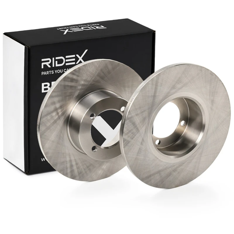 Image of RIDEX 82B0677 Brake disc Front Axle, solid, Cast Iron, Uncoated, Untreated, without bolts/screws Cast Iron Brake Disc (82)