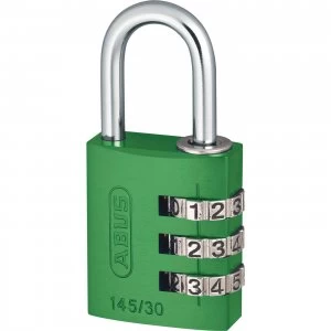 Abus 145 Series Aluminium Combination Padlock 30mm Green Standard