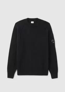 Image of C.P. Company Mens Lambswool Crew Neck Sweatshirt In Black