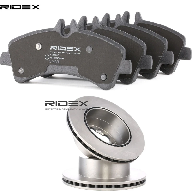 Image of RIDEX 3405B3400 Brake disc and pads set Rear Axle, Brake Disc Type: internally vented Brake Set,disc brakes (3405)