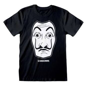 Image of La Casa De Papel - White Mask Unisex Large T-Shirt - Black