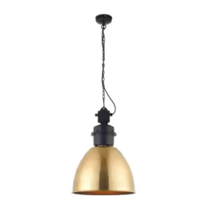 Image of Ceiling Pendant Light Antique Brass Paint & Matt Black 40W E27 GLS