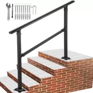 Image of VEVOR Outdoor Stair Railing, Fits for 1-4 Steps Transitional Wrought Iron Handrail, Adjustable Exterior Stair Railing, Handrails for Concrete Steps wi
