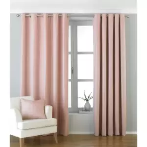 image of Riva Paoletti Atlantic Ringtop Eyelet Curtains (117 x 137 cm) (Blush)