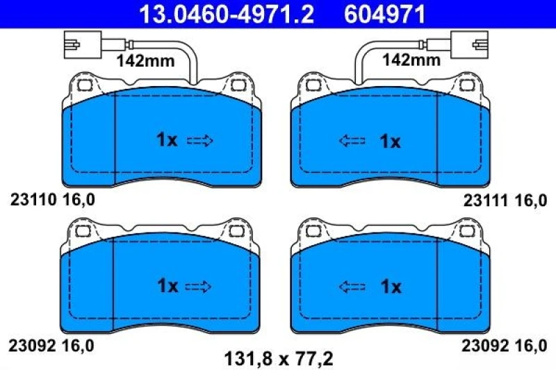 Image of ATE 13.0460-4971.2 Brake pad set incl. wear warning contact Brake Pad Set,disc brake (402)