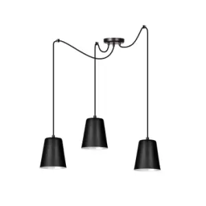 Image of Link Black/White Cluster Pendant Ceiling Light 3x E27