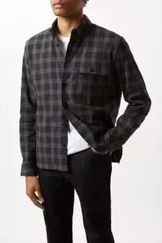 Image of Black Large Checked Pocket Relaxed Shirt