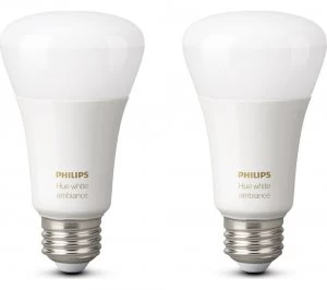 Image of Philips Hue White Ambience E27 Wireless Bulb Twin Pack