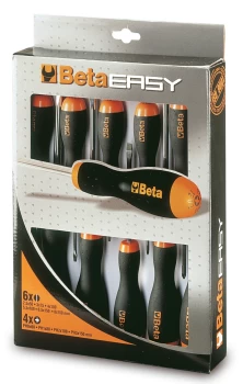 Image of Beta Tools 1263 /D10 10pc Beta GRIP Screwdriver Box Set Slotted/Flat & Phillips