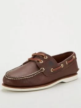 Timberland Classic Leather Boat Shoes - Brown, Size 9, Men