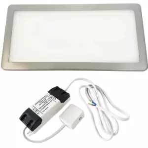 Image of 1x BRUSHED NICKEL Ultra-Slim Rectangle Under Cabinet Kitchen Light & Driver Kit - Natural White Diffused LED