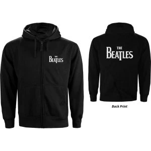 Image of The Beatles - Drop T Logo Ladies Large Hoodie - Black