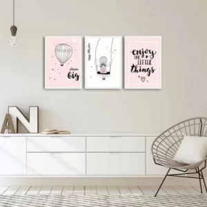 Image of 3PBCT-04 Multicolor Decorative Framed MDF Painting (3 Pieces)