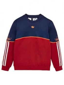 Image of Boys, adidas Originals Outline Crew - Multi, Navy, Size 9-10 Years