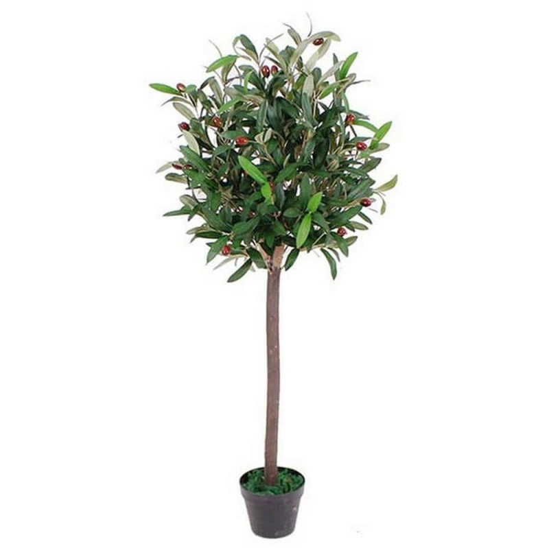 Image of Leaf 90cm Leaf Design UK Realistic Artificial Olive Tree in Black Plastic Pot Green unisex