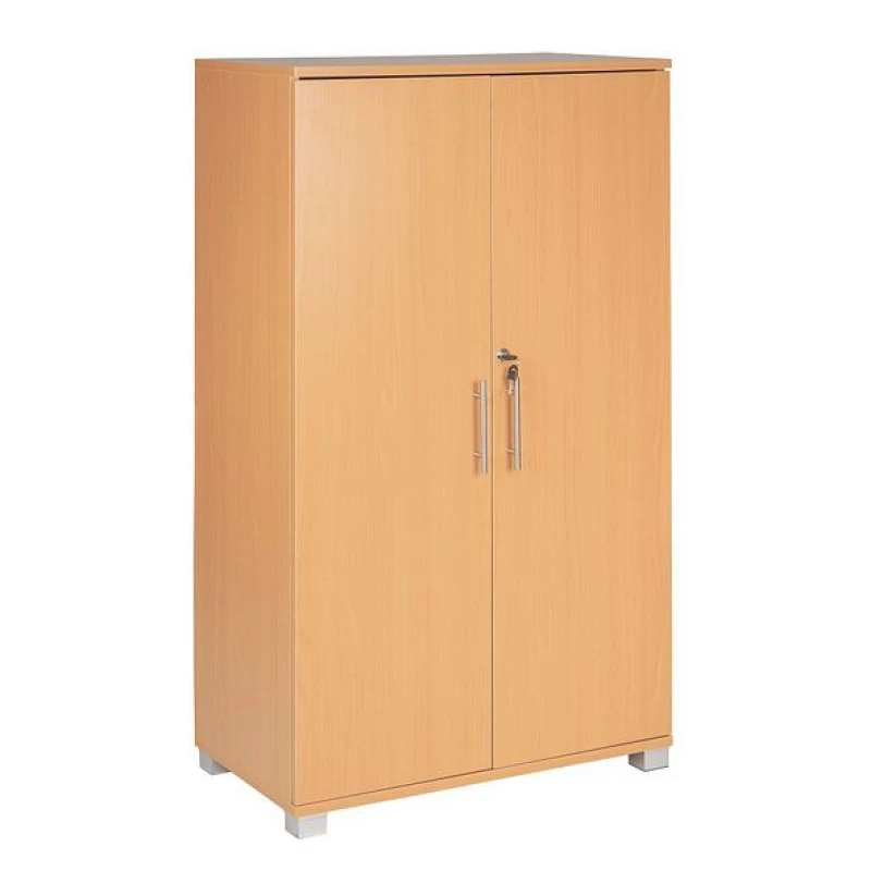 Image of Moderna Beech Storage Cabinet, 2 Shelves, Lockable 2 Door, Tall Office Storage in Brown Brown Unisex
