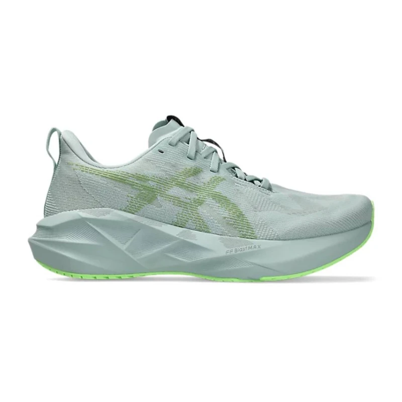 Image of Asics Novablast 5 Grey Green SS26 Shoes, Size 44 - EUR