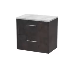 Image of Hudson Reed Juno 600mm Wall Hung 2 Drawer Vanity & Bellato Grey Worktop - Metallic Slate