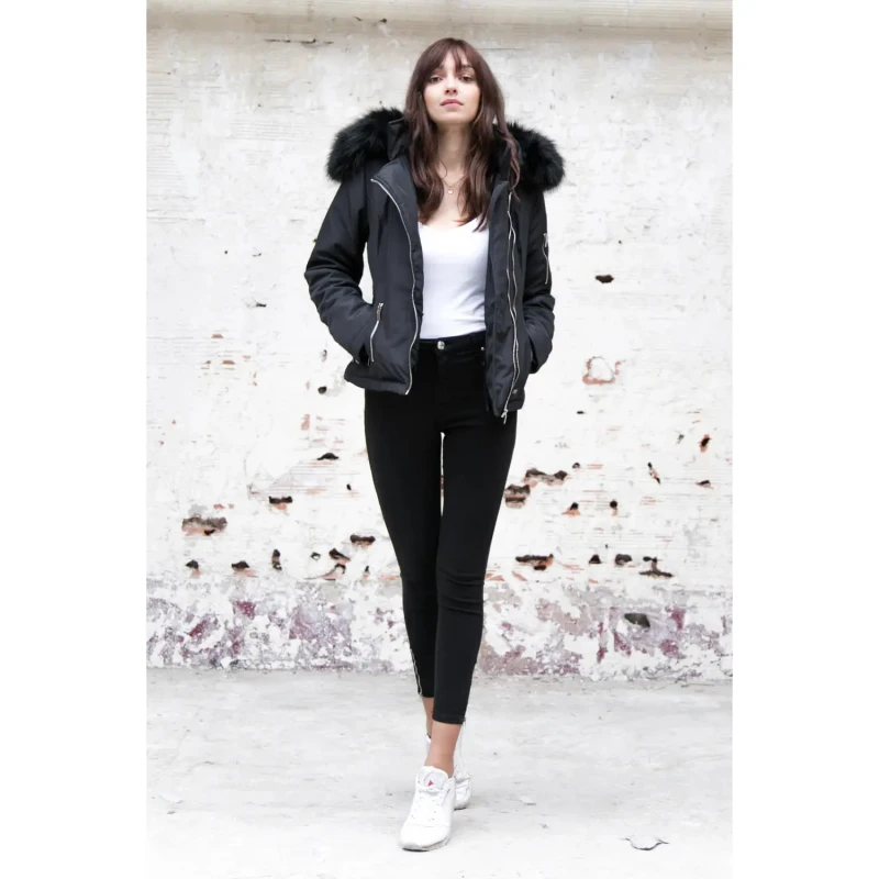 Image of Sixth June Zipped fur jacket For Her Sixth June Noir Female S