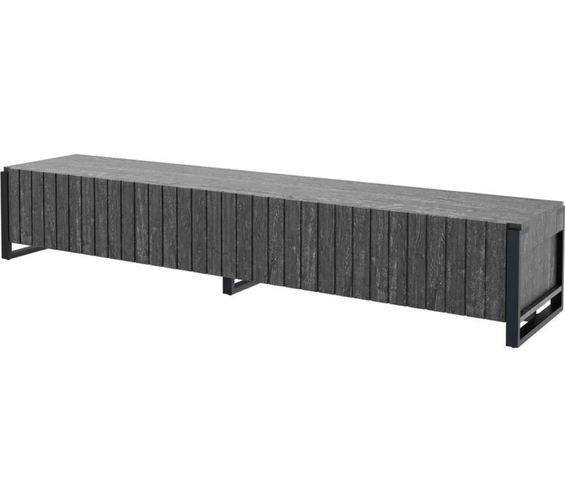 Image of AVF AVF Ridgewood 2.28m Slatted TV Stand for up to 100" TVs - Gunmetal Grey & Rustic Black Grain, Black,Silver/Grey 5014117984776