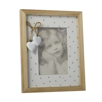 Image of Wood And White Spotty Frame With Hearts By Heaven Sends