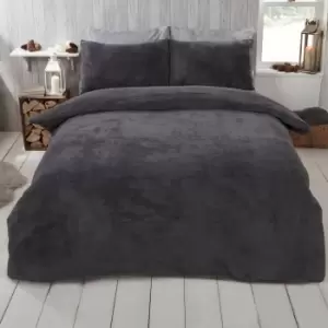 image of Charcoal Teddy Duvet Set - Double