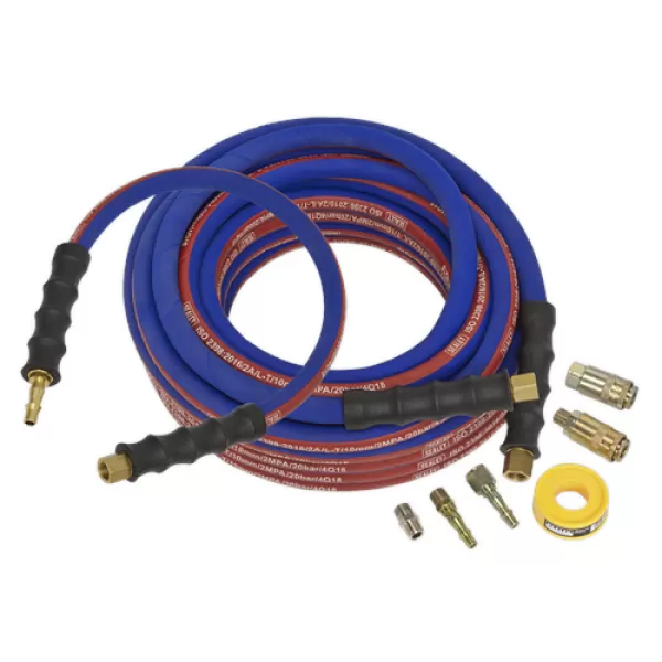 image of Genuine SEALEY AHK02 Air Hose Kit Heavy-Duty 15mtr x &#216;10mm with Connectors