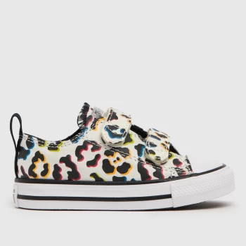 Image of Converse Stone & Black 2v Lo Leopard Trainers Toddler