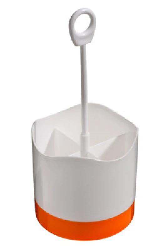 Image of Interiors by Premier Plastic Cutlery Caddy, Cutlery Caddy with 4 Compartment, Cutlery Drainer with Hanging Loop Orange