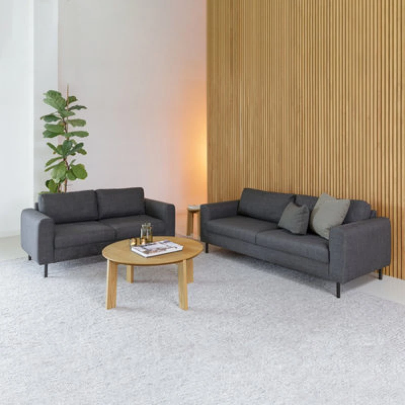 Image of Furniture To Go Omaha 2 + 3 Seater Sofa Set In Basel Dark Grey Fabric
