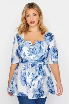 Image of Floral Print Peplum Top