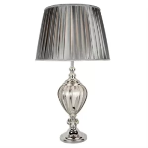 image of Greyson 1 Light Glass Table Lamp Grey, Clear with Grey Shade, E27