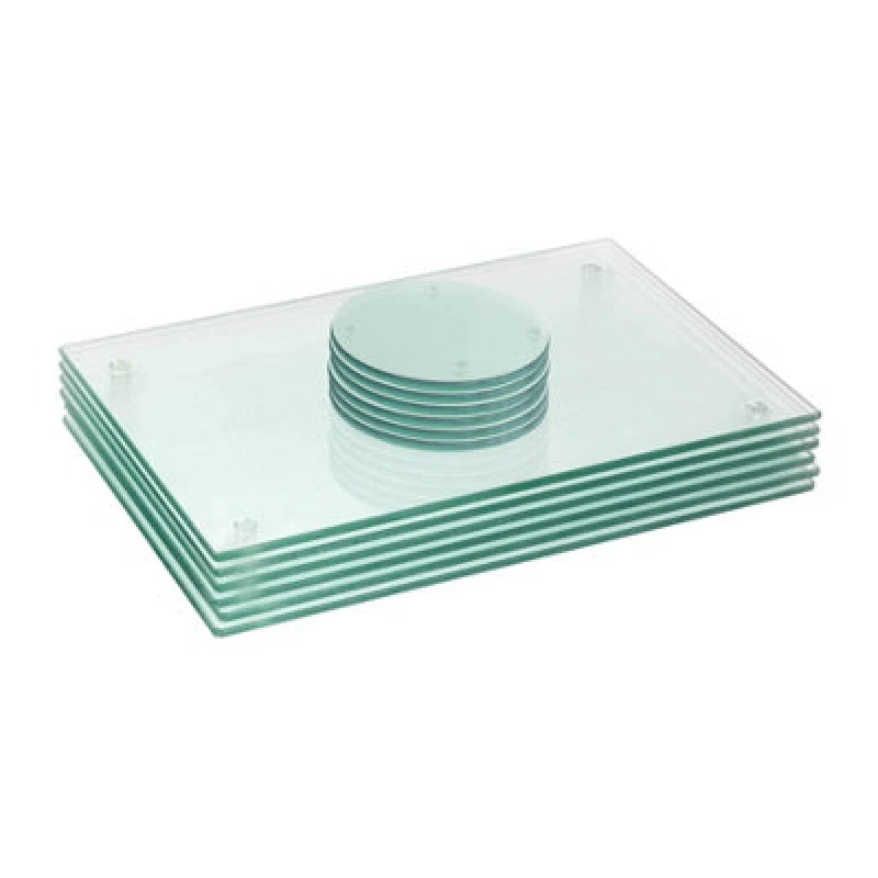 Image of Harbour Housewares 12Pc Glass Placemats & Round Coasters Set - 30 X 20Cm Clear Dining Table Protection Place Mats & Coasters