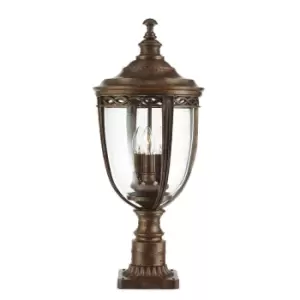 Image of Outdoor IP44 3 Bulb Wall Ground Pedestal Light British Bronze LED E14 60W