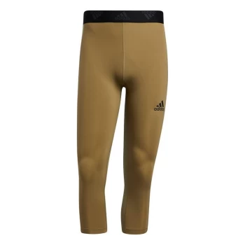 Image of adidas Techfit three quarter 3-Stripes Tights Mens - Orbit Green
