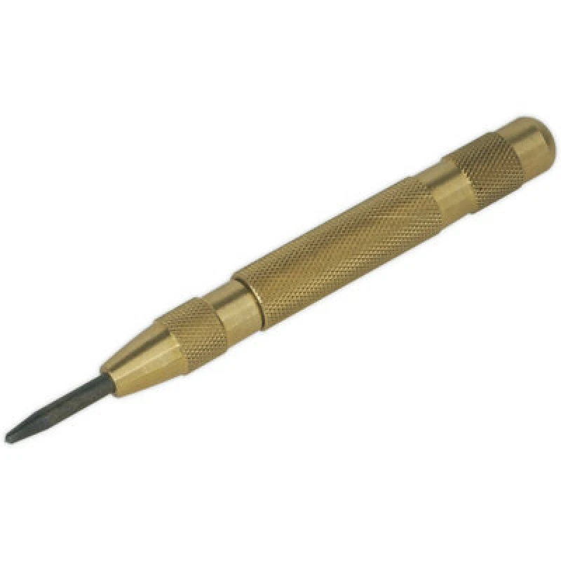 Image of Loops 125mm Automatic Centre Punch - Knurled Brass Barrel - Spring Loaded Steel Point Metallics