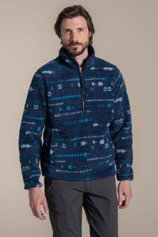 Image of Craghoppers Craghoppers Men Rawthey Borg Half-Zip Insulating Active Fleece in Navy Size: Medium Navy M Male 5063260129183