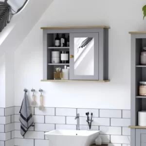 Image of kleankin Bathroom Wall Mirror Cabinet, Cupboard with Door, Storage Cabinet with Adjustable Shelf for Corridors Living Rooms, Grey