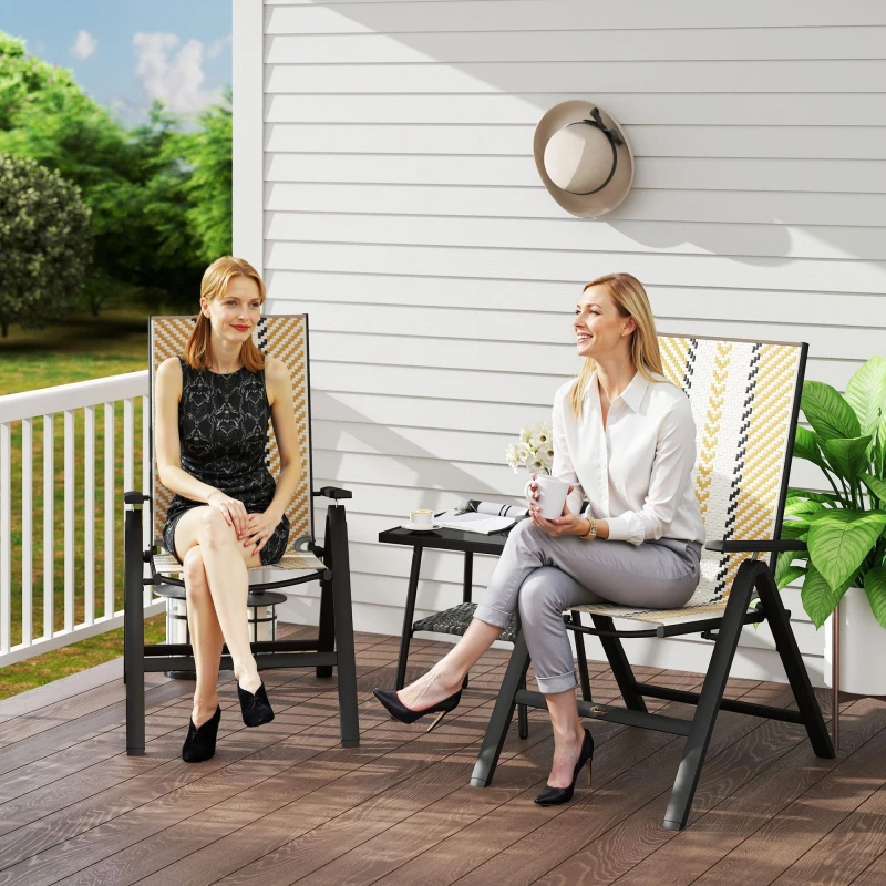 Image of Outsunny 2PCs Rattan Folding Chair w/ 5-Position Adjustable Backrest - Orange TJ Hughes 5063603918641